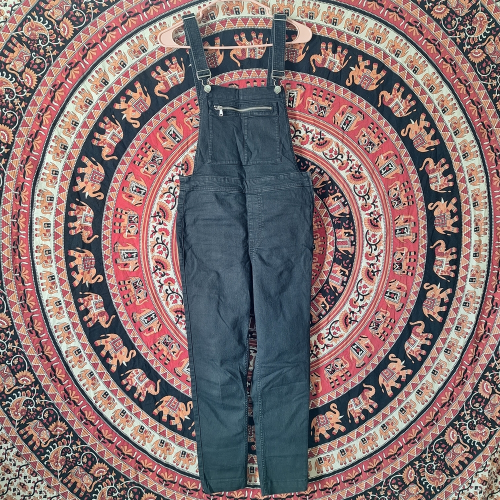 Divided Black Denim Skinny Leg Overalls
